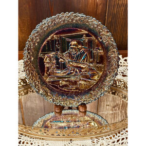 Vintage Fenton Carnival Glass Collector Plate No. 7 The Gunsmith 1976 P. Lefevre